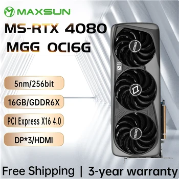 [Мировая премьера] Видеокарта MAXSUN RTX 4080 MGG OC 16GB GDDR6X GPU Компьютер NVIDIA PC 256bit RGB Игровые видеокарты