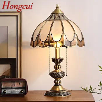 Hongcui Европейская латунная настольная лампа LED Современная креативная роскошная Медная прикроватная тумбочка для домашнего декора гостиной спальни