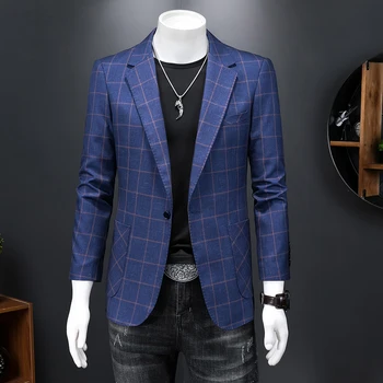 2023 весенний новый мужской повседневный пиджак light luxury sense модный большой клетчатый повседневный маленький пиджак S-5XL полного размера