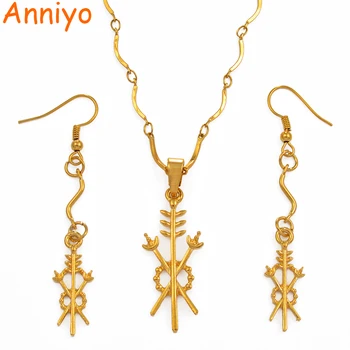Anniyo Золотого цвета, ожерелья и серьги из Папуа-Новой Гвинеи для женщин, ювелирные изделия в этническом стиле PNG #092206