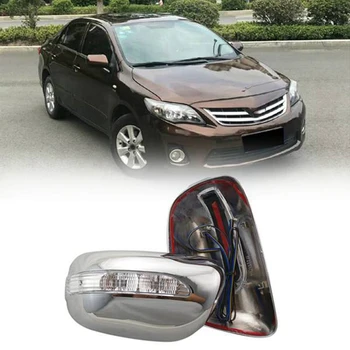 2 упаковки 2009-2013 для автомобилей Toyota Corolla Хромированная боковая светодиодная подсветка, накладка на зеркало, молдинг, отделка