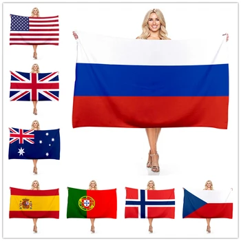 Полотенца с принтом флага России, полотенце для ванной Комнаты, Европейский флаг Испании, Флаг США, Пляжное полотенце из микрофибры, полотенце для занятий спортом на открытом воздухе, одеяло