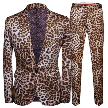 2023 новый мужской костюм с леопардовым принтом, корейская версия, тонкий одноместный западный костюм, пальто в цветочек для отдыха, ночной клуб, MC, мужская мода, sh