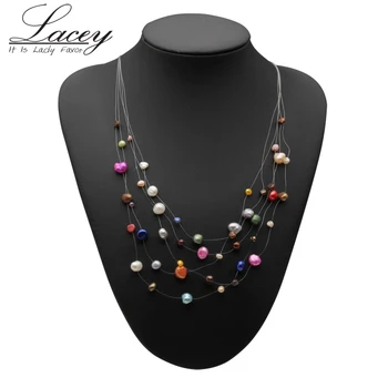 Настоящее натуральное ожерелье из пресноводного жемчуга, свадебное для женщин, модное серебряное жемчужное ожерелье, ювелирные изделия из многоцветного жемчуга