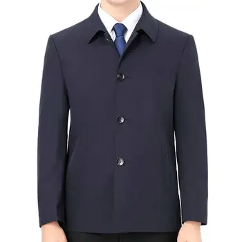 Брендовая деловая мужская куртка, повседневные пальто с отложным воротником, простые мужчины среднего возраста, одежда для папы, офисная верхняя одежда для мужчин Q510