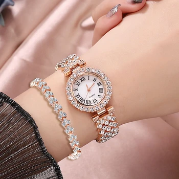 Роскошные часы-браслет, Женские наручные часы с украшением в виде кристаллов, женские модные повседневные кварцевые часы Reloj Mujer Relogio Feminino