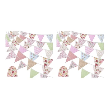 40-футовая тканевая овсянка, 84шт уличный баннер с овсянкой, цветочный винтажный хлопковый флаг с тремя углами для вечеринки по случаю дня рождения в саду