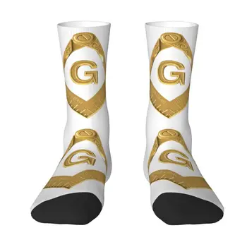 Золотые носки с логотипом масона, мужские и женские теплые модные носки Masonic Mason Crew