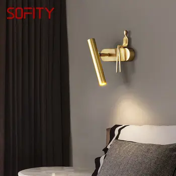 Современный латунный настенный светильник SAMAN LED, 3 цвета золотого бра, Маленький Медный человечек, креативный декор для дома, прикроватной тумбочки