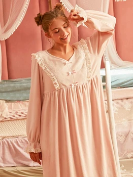 Фланелевая ночная рубашка Бархатное ночное платье Женская пижама Зимняя пижама для девочек