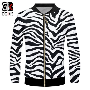 OGKB Jackets Hombre Новая Верхняя Одежда с длинным рукавом и капюшоном, Леопардовый 3D принт в полоску Зебры, одежда большого размера в стиле хип-хоп, Осеннее пальто Hombre