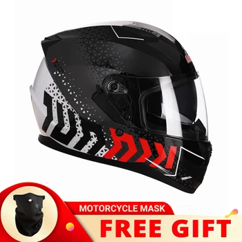 Мотоциклетный шлем с двойными линзами в анфас, Мотоциклетный шлем для мотокросса, мото-шлем, одобренный DOT, Шлемы для езды на скутерах Casco Capacete