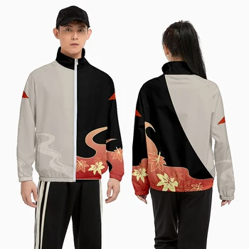 Куртки Genshin Impact, ветровка для тонких пальто с оттисками Maple Leaf, Diluc, Zhongli, Albedo и Xiao