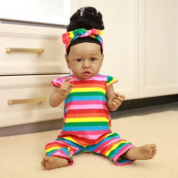 Новая 60-сантиметровая реалистичная кукла-Реборн Девочка с 24-дюймовым силиконовым телом, новорожденные куклы с карими глазами, виниловые игрушки Bonecas для детей