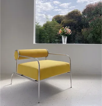 Дизайнерский односпальный диван-кресло индивидуальность креативность кресло для отдыха в гостиной цвет нержавеющей стали современный простой односпальный стул