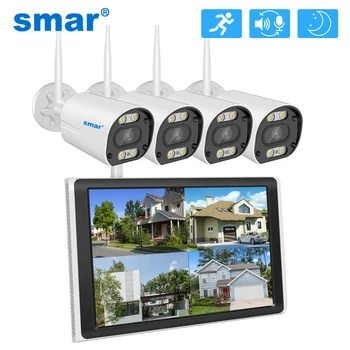 Smar 3MP Наружные Wifi IP-Камеры Bullet с 10,1-дюймовым ЖК-экраном и Монитором 8CH NVR CCTV Security Sytem Kit Двухстороннее Аудио AI Обнаружение Лица