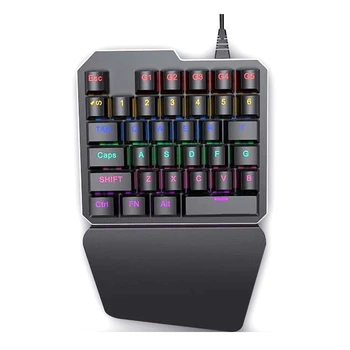 Игровая клавиатура для одной руки со светящейся подсветкой 35 клавиш RGB, игровая клавиатура для ПК с Windows, мобильная игра 