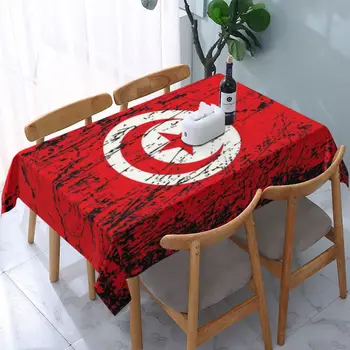 Винтажная скатерть с Тунисским флагом Прямоугольная Водонепроницаемая скатерть для стола Tunisia Patriot для банкета