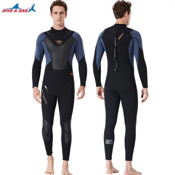 Утолщенный водолазный костюм, 3 мм водолазный костюм, мужской сиамский теплый костюм для подводного плавания, зимний купальник для серфинга с длинным рукавом