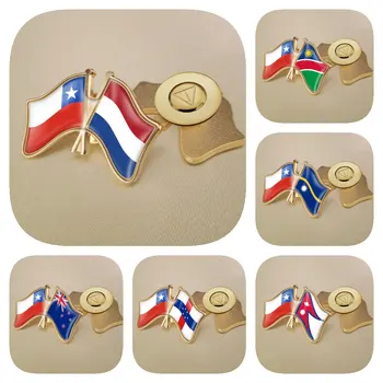 Чили и Намибия, Науру, Непал, Нидерланды, Новая Зеландия, Нидерландские Антильские острова, Скрещенные броши Дружбы, Флаги, булавки для лацканов, значки