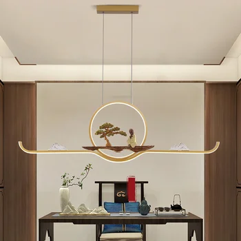 Современная Светодиодная Люстра TEMAR 3 Цвета, Потолочный светильник, Китайский Креативный Дзен-Чайный домик, Подвесной светильник для кабинета, столовой