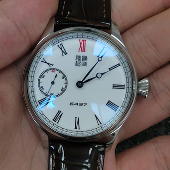 Мужские часы с микроротором Механизм Tianjin St6497 Простые часы из нержавеющей стали водонепроницаемые 44 мм винтажные наручные часы Прямая поставка