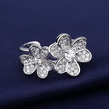 Роскошный бренд Lucky Clover Flower Rings для женщин, Регулируемые Кольца для пальцев серебристого Цвета, Изысканный Дизайн Ювелирных изделий Lady Z268