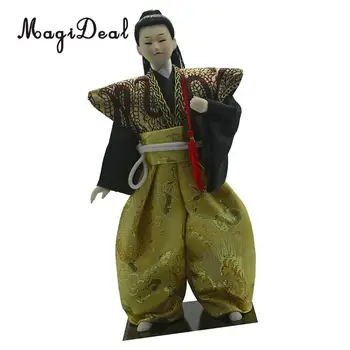 12-дюймовая винтажная фигурка куклы-самурая в японском кимоно в зеленой одежде, украшение для дома