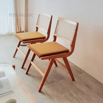 Ретро стулья для гостиной, мебель для дома, японский ротанг, старинный обеденный стул, простое кресло, Скандинавский одноместный диван-кресло для домашнего отдыха.