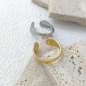 Кольца из гладких двойных шариковых бусин из нержавеющей стали Для женщин, открытые золотые кольца с геометрической формой для свадебной пары, Эстетичный Ювелирный подарок