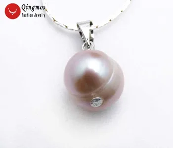 Qingmos Натуральное Пресноводное ожерелье из фиолетового жемчуга для женщин с 10 мм картофельным жемчужным ожерельем 17-18 