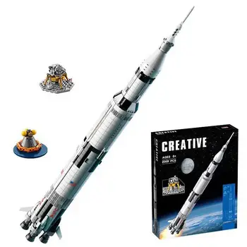 Строительные блоки Apollo Saturn V 92176 Серии Space Rocket Idea, развивающие игрушки для детей, подарки на День рождения и Рождество