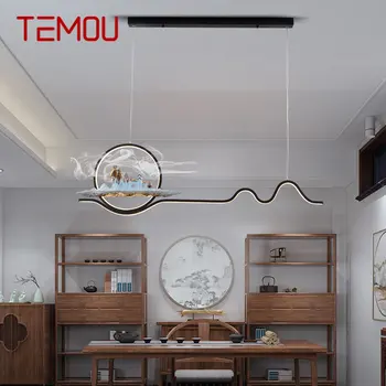 Подвесной светильник в китайском стиле TEMOU Creative LED 3 Цвета Современная Потолочная люстра для домашнего декора столовой кабинета