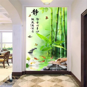 beibehang Пользовательские 3D большие обои природные пейзажи крыльцо проход вертикальные обои ТВ фон обои бамбуковый лотос 3d фреска