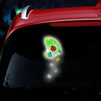 Креативная Светоотражающая наклейка с Божьими коровками и листьями для окон автомобиля, наклейки на бампер, Отражатель для безопасности вождения в ночное время.
