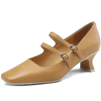 Dilalula/ Весенне-летние винтажные элегантные женские туфли-лодочки из натуральной кожи с квадратным носком; необычная обувь Мэри Джейнс; женские вечерние офисные туфли;