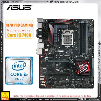 1151 Комплект материнской платы ASUS H170 PRO GAMING + I5 7400 процессор Intel H170 Комплект материнской платы 4 × DDR4 64 ГБ PCI-E 3.0 M.2 HDMI USB3.1 ATX