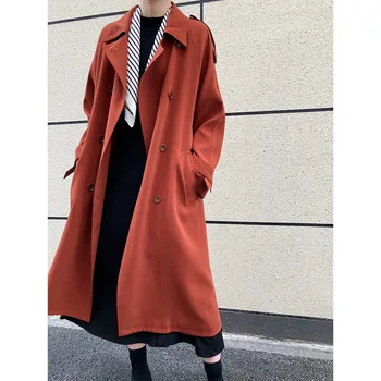 Тренч 2023 года, Новая Драпированная ветровка в британском стиле, свободная Длинная куртка выше колена, женское пальто, куртка