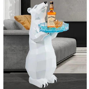Домашний декор Креативный 3D Белый медведь напольный журнальный столик для украшения гостиной Современные боковые аксессуары