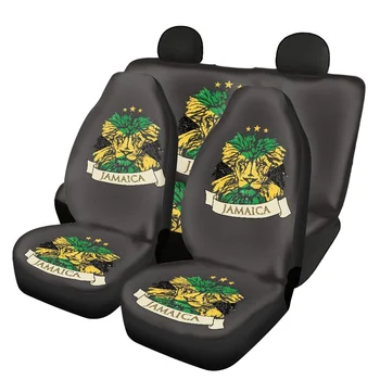 Чехлы для передних и задних автомобильных сидений с изображением флага Ямайки с головой льва Комплект из 4 шт. противоскользящих чехлов для автомобильных сидений