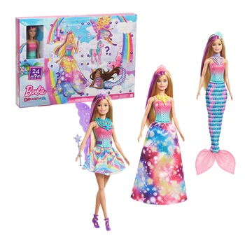 Кукольный Адвент-календарь Barbie Dreamtopia, игровой набор, Сказочная принцесса, Русалка, Игровой дом, Кукольный набор, Подарок для девочек GJB72
