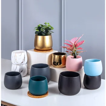 Креативные и простые керамические вазы для комнатных растений с гальваническим покрытием в скандинавском стиле, Гидропонные керамические растения в горшках, украшения для ваз