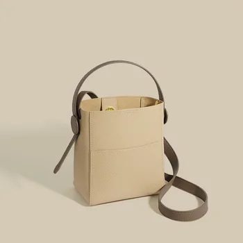 2023 Новая модная женская сумка-мешок, женские маленькие сумочки с панелями, сумки-мессенджеры из натуральной кожи, повседневные сумки-тотализаторы абрикосового цвета