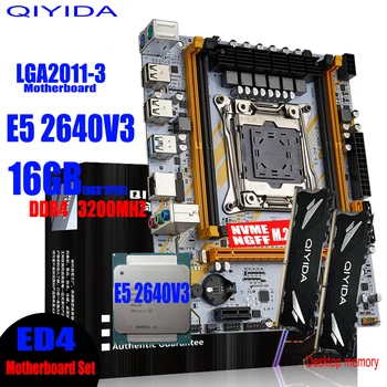 Комплект материнской платы QIYIDA X99 ED4 LGA 2011-3 с процессором Intel Xeon E5 2640 V3 16 ГБ (2*8G) оперативной памяти 3200 МГц DDR4 M-ATX M.2