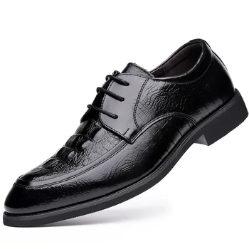 Весенняя обувь 2023, мужская кожаная обувь, мужские дышащие деловые модельные туфли с острым носком