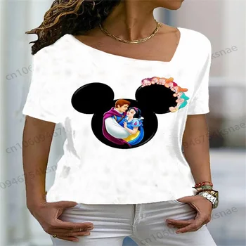 Женская футболка Disney Y2k, корейский модный топ, женские футболки, женская одежда, рубашки и блузки, женская бесплатная доставка, Микки