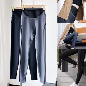 Новые брюки для йоги Flocking с высокой талией, формирующие тренировочные брюки для упражнений, Женская верхняя одежда, обтягивающие леггинсы, Спортивные леггинсы для женщин