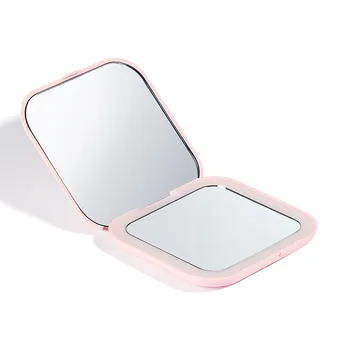 зеркало для макияжа с подсветкой из натурального белого светодиода Круглое портативное складное маленькое компактное зеркало для макияжа с подсветкой для рук