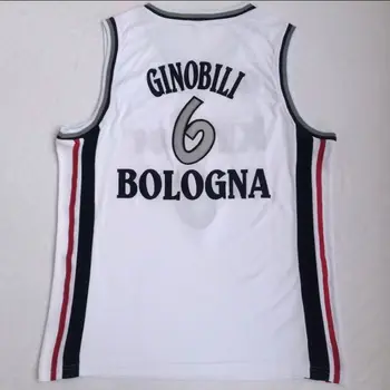 Мужские баскетбольные майки 6 # Manu Ginobili Bologna Kinder Bologna Vitus National