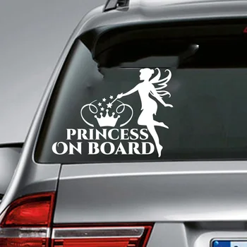 Мультяшная Сказочная Принцесса на борту автомобиля, Наклейка на лобовое стекло, Бампер, заднее Ветровое стекло, Виниловый декор автомобиля
